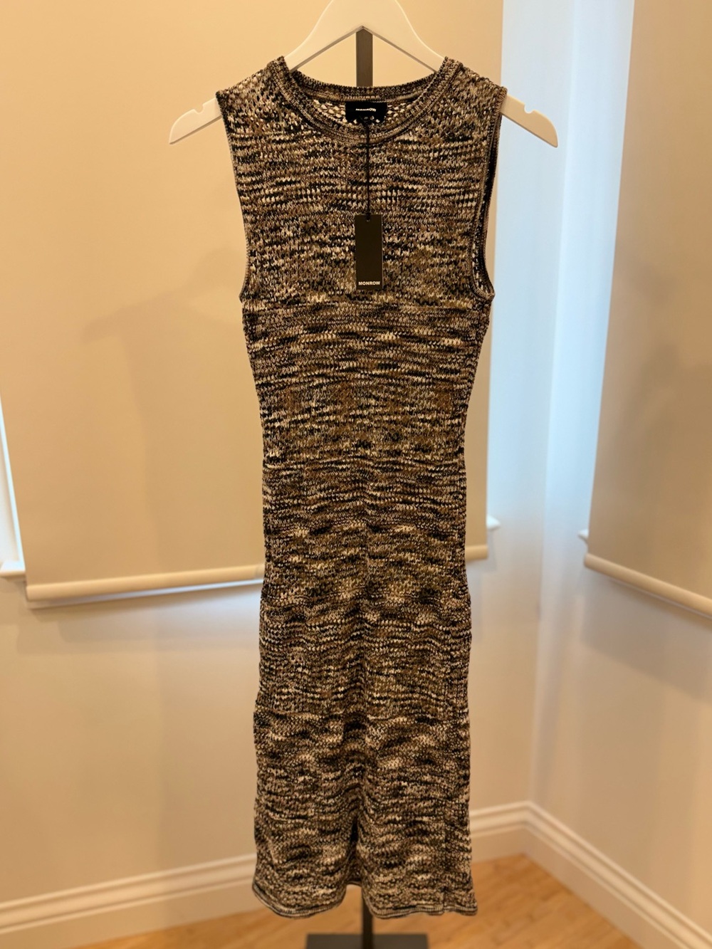 Monrow space dye crotchet tank dress - pecan multi